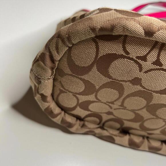 Coach Signature Pink Trim Tote Bag D1461-F28503 Canvas Jacquard Purse - Picture 11 of 14